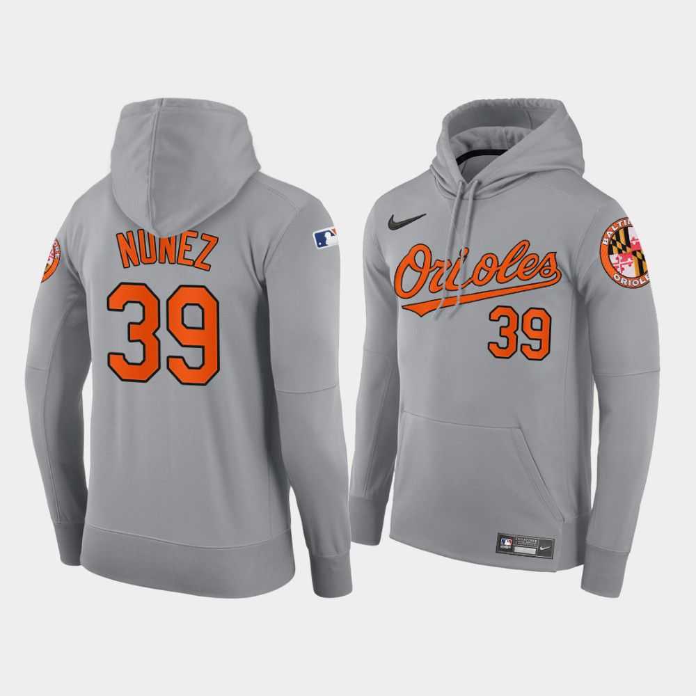 Men Baltimore Orioles 39 Nunez gray road hoodie 2021 MLB Nike Jerseys